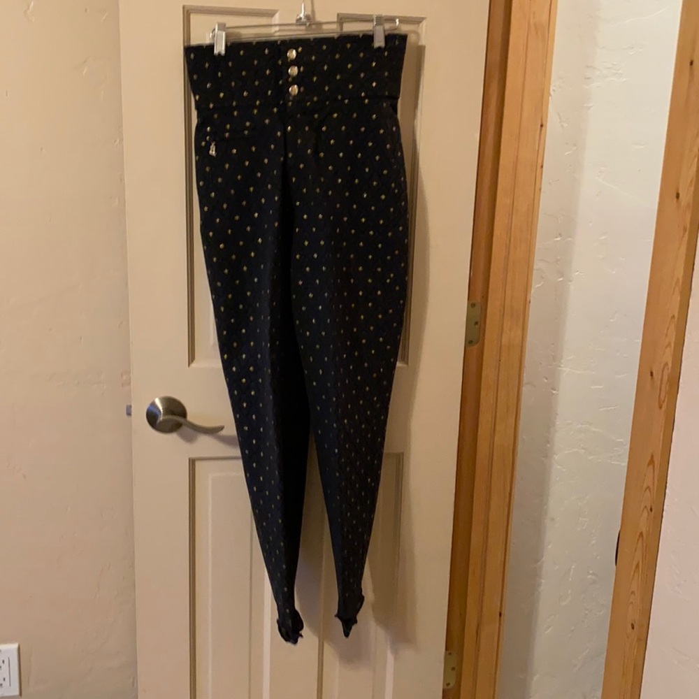 Bogner Vintage Ski pants Black with Gold Metallic Design Size 8